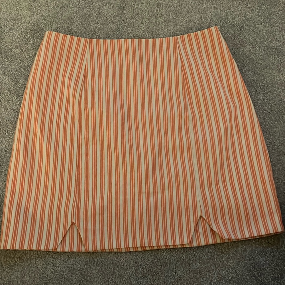 Cute Orange and white stripe skirt with lining. Size S.